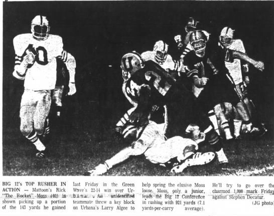 Rick "The Rocket" Moss adds to his record rushing yard total